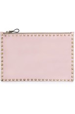 Valentino ROCKSTUD LARGE SMOOTH FLAT POUCH | WATER ROSE